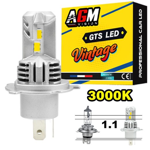 Ampoule LED H4 GTS 1.1 Slim ventilée, 35 watts, 5050 lumens, jaune 3000K