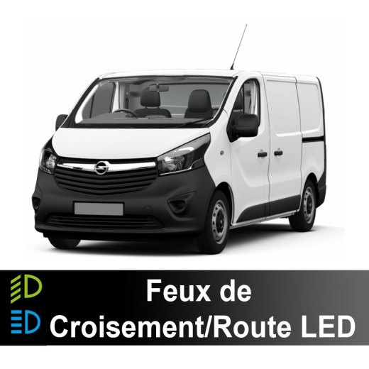 Pack feux de croisement/route LED Opel Vivaro B 2014 à 2019 - 70 watts - 11 200 lumens