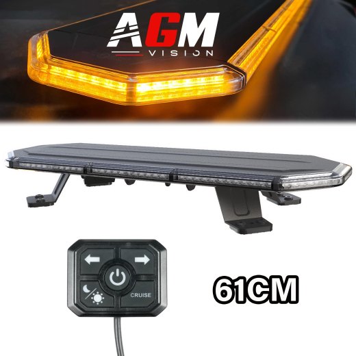 Donkere Slim LED-zwaailichtbalk Serie Oranje, 61cm, 90 watt met bedrade afstandsbediening