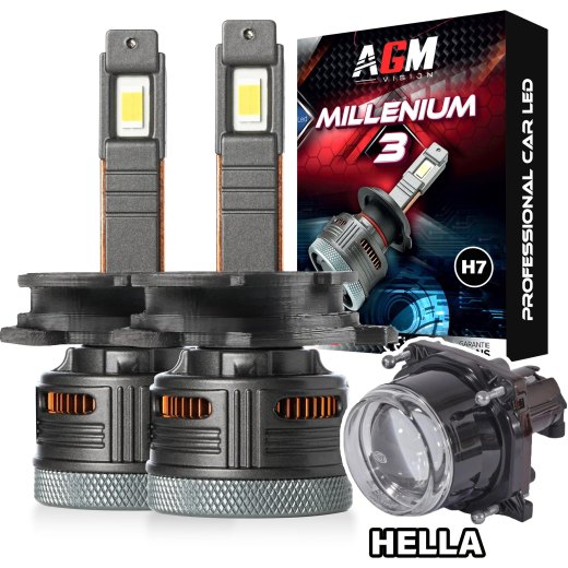 Kit LED H7 Millenium 3 + adattatore Hella per camper & trattore
