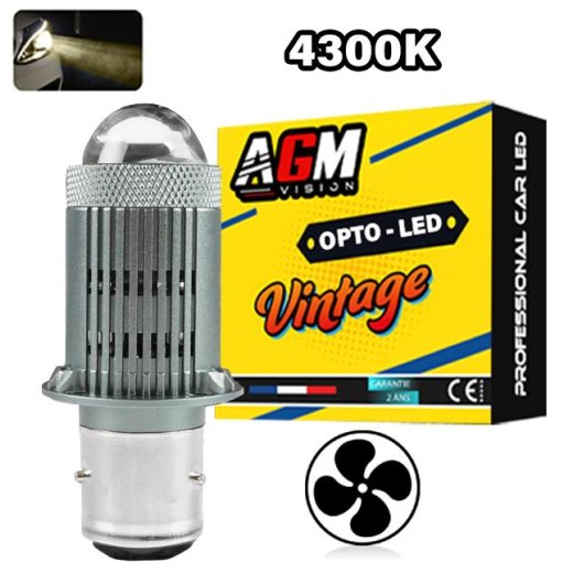 Bombilla LED BA21D OPTO 4300K Blanco Cálido - Ventilada con Lupa 6-12V