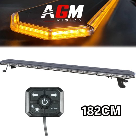Dark Slim Series Orange LED Beacon Bar, 182cm, 220 watts with wired remote control