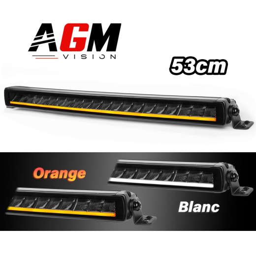 Barra LED Curva Combo, Larga e Lontana, 53CM, 126 Watt, 13 000 Lumen, Luce di posizione Bianca & Arancione