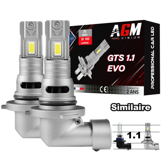Kit ampoules LED HB4 9006 GTS 1.1 EVO R70W - Blanc 6500K - Ventilé, taille mini et puissante 70 W, 10 100 lumens