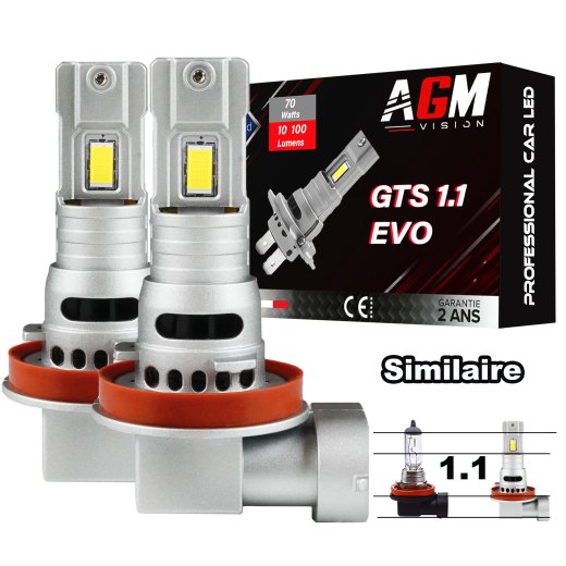 Kit bombillas LED H16 GTS 1.1 EVO R70W - Blanco 6500K- Ventilado, tamaño mini y potente 70 W, 10100 lúmenes