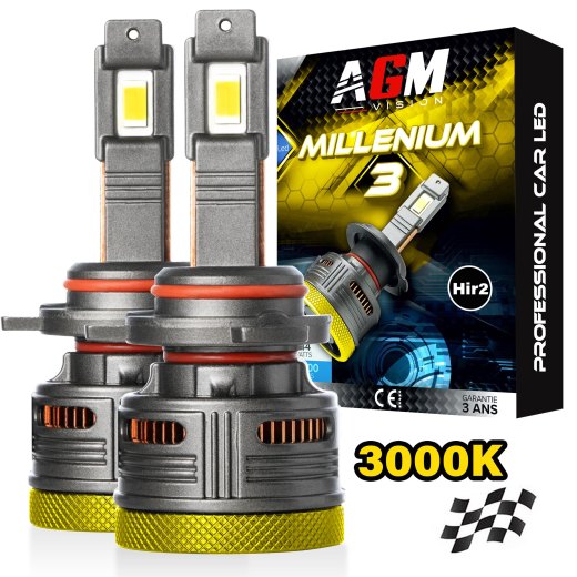 Kit lâmpadas LED HIR2 9012 Millenium 3 Gold, Amarelo 3000K - 144Watts, a mais potente, Cor Amarelo 3000K