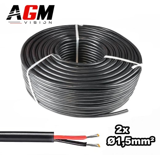 Cable eléctrico Premium revestido de silicona: 2 hilos, 1,5 mm² de sección - 1 metro