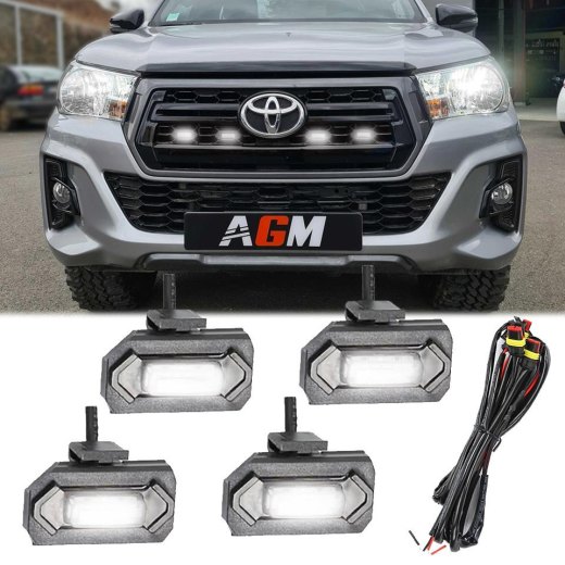 Pacco 4 Luci Notturne LED Bianche con clip e morsetti - calandra