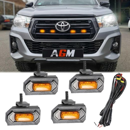 オレンジLEDナイトライト4個セット（クリップ＆クランプ付き）- グリル用