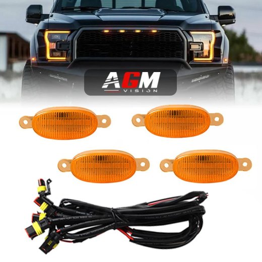 Pack of 4 Orange LED Screw Night Lights for Grille