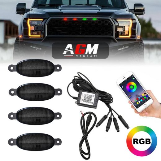 Pack de 4 veilleuses LED multicolores fumée à vis pour calandre