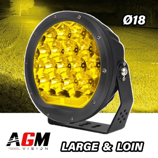 FARO AGGIUNTIVO LED ROTONDO GIALLO MAX-POWER 120W - Illuminazione Combinata + Lunga Portata -Ø 18CM