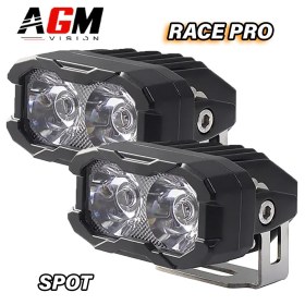 Image of Kit 2 Mini LED Bars Moto Race Pro Flood 60W + Orange Position Light