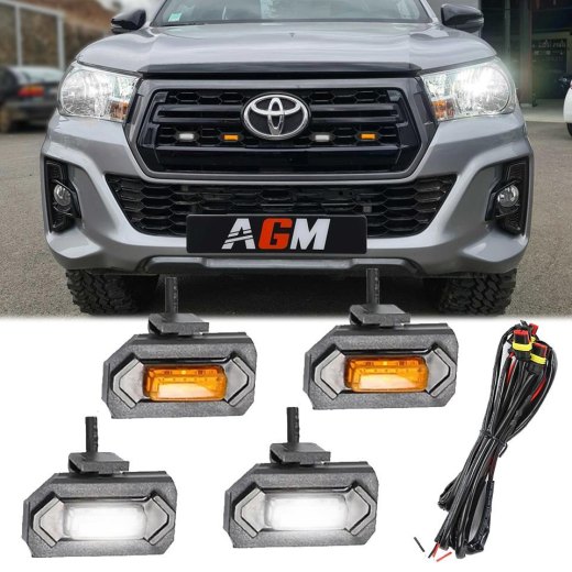 Pack de 4 luces nocturnas LED blanco/naranja con pinza y clips - parrilla