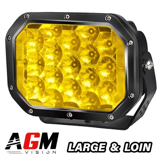 Farol LED Retangular Amarelo Max-Power 120W - Iluminação Combinada + Longo Alcance