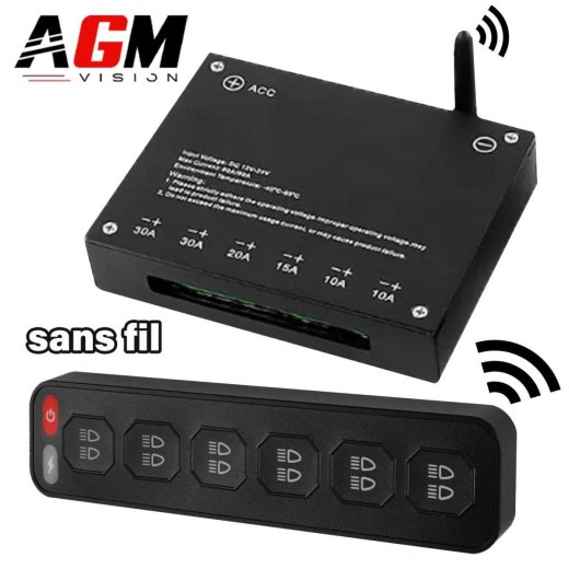 Wireless 6-button panel/remote control + Power supply box for headlight lighting & LED bar