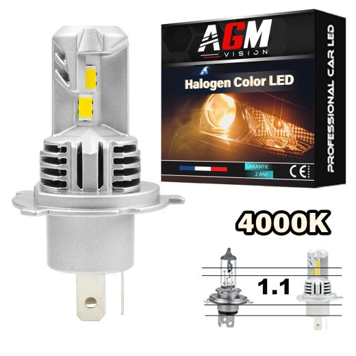 Lampadina LED H4 GTS Colore Alogeno 4000K, 1.1 Slim Ventilata 30 Watt, 5000 Lumen