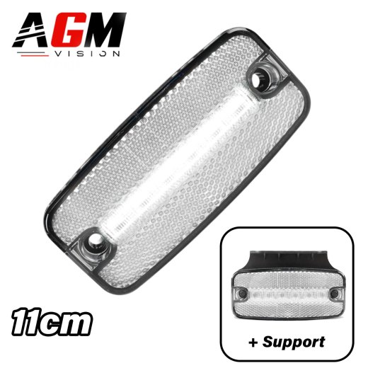 Luce di ingombro a LED Catadiottro + Supporto (bianco) - 11 cm