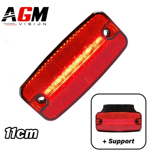 LED marker light Catadioptric + Bracket (red) - 11 cm