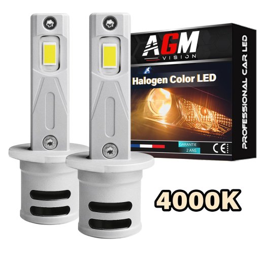 Kit ampoules LED H1 VINTAGE GTS EVO R60W - Couleur halogène 4000K - Ventilé, taille mini et puissance de 60W, 9000 lumens