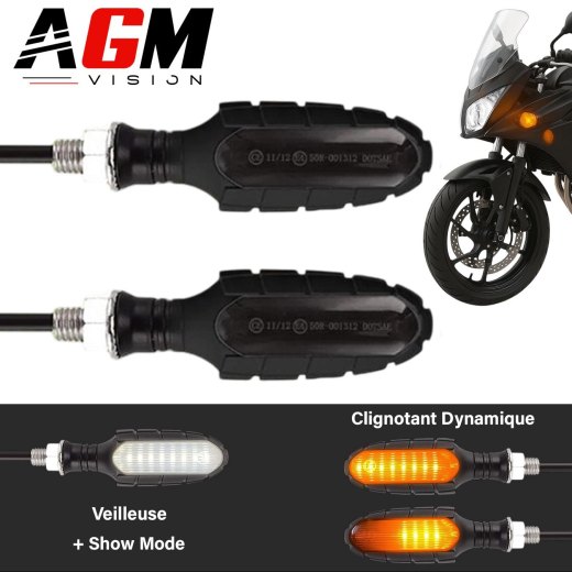 Kit 2 LED motorcycle indicators Shadow 2 in 1 - Dynamic indicator + white position light + start-up animation