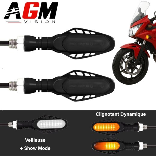 2 LED motorcycle turn signal kit Aerodark 2 in 1 - Dynamic turn signal + white position light + start-up animation