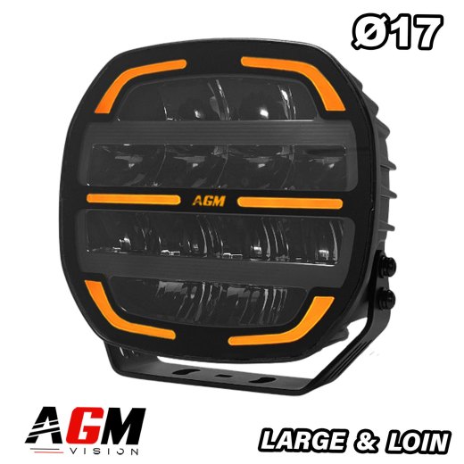 OXMO V2 LEDヘッドライト 長距離＆広範囲 Ø 17 cm - ホワイト / オレンジ 144 W