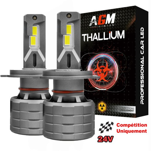 Kit Lampadine LED H4 THALLIUM GT 24V, Competizione, Ultra Potente, 200 WATT, 36 000 LUMEN