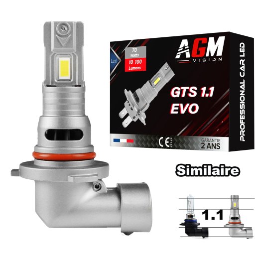 Ampoule LED HB3 9005 GTS 1.1 EVO R35W - Blanc 6500K - Ventilée, taille mini et puissante 35 W, 5050 lumens