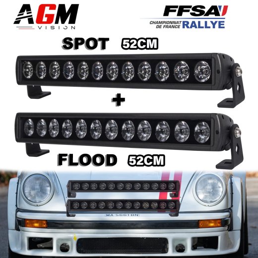 ラリー用ダーク52CMダブルLEDバーセット：スポット＆フラッド