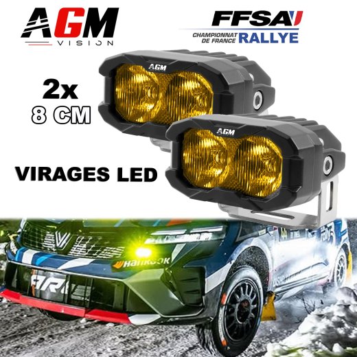Pack 2x Mini LED-Balken Gelb – Race Pro Flood Kurvenlicht Speziell für Rallye