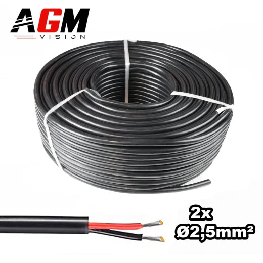 Cabo elétrico Premium revestido de silicone: 2 fios, 2,5 mm² de seção - 1 metro