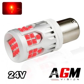 Ampoule LED P21W-BA15S - UltraBoost 24V Rouge, Stop & Antibrouillard