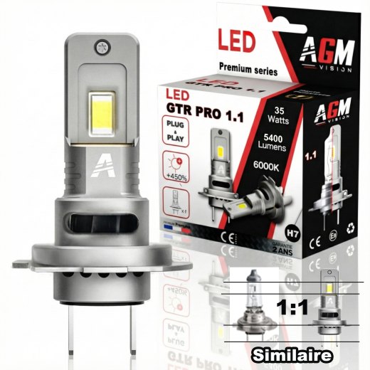 Ampoule LED H7 GTR PRO 1.1, 35W - ventilée, taille mini et puissante.