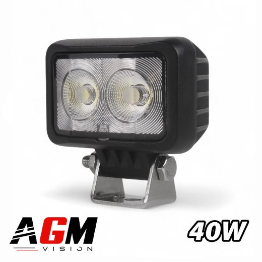 Faro de trabajo LED rectangular convexo 40 Watts - 120° espectro amplio
