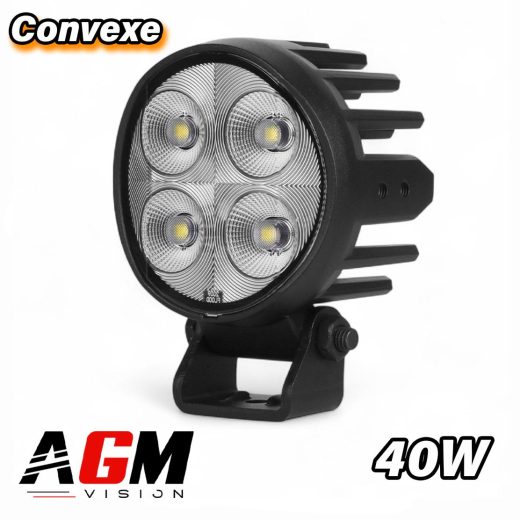 Faro de trabajo LED redondo convexo de 40 vatios - 120° espectro amplio