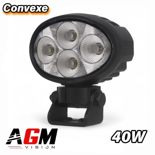 Phare de travail LED ovale 40W convexe rotatif 360° - large spectre 120°