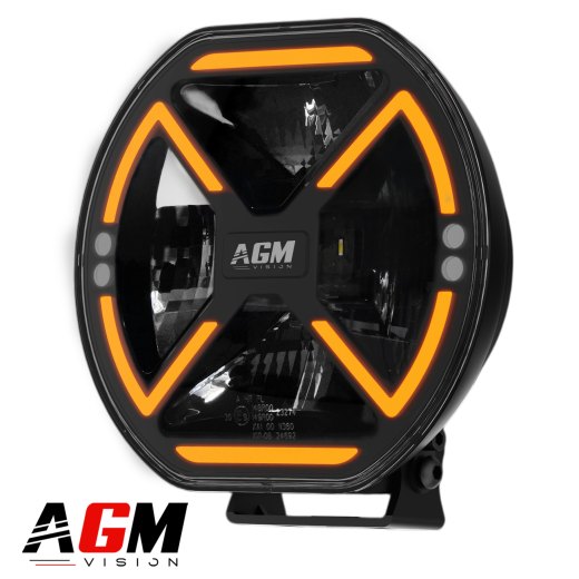 LED-Scheinwerfer Stricker V2 dynamisch + Strobe und Standlicht weiß und orange Ø22 cm