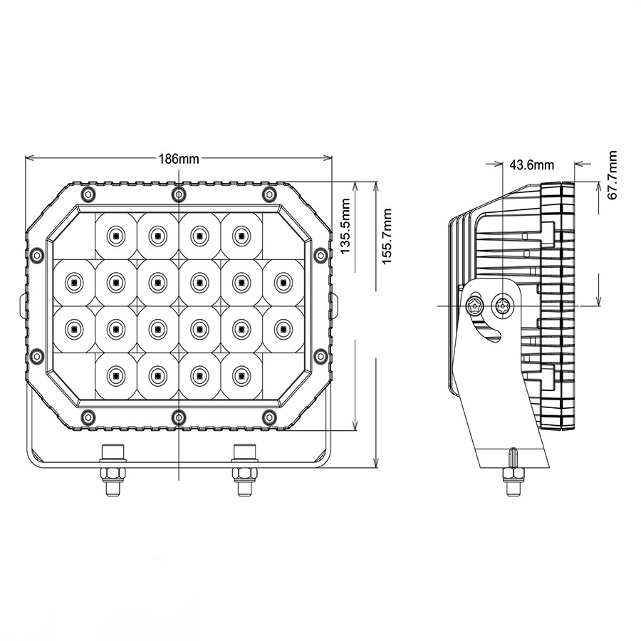 PHARE ADDITIONNEL LED RECTANGLE XR 100W