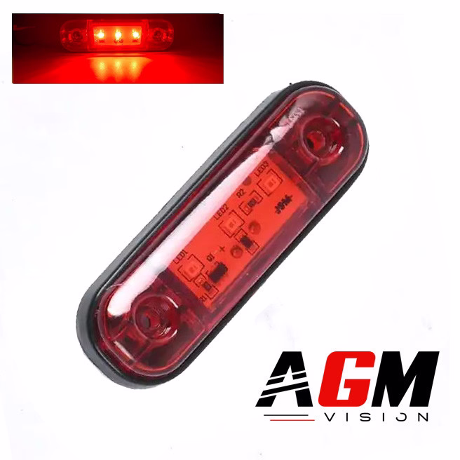 Immagine di Luce di ingombro LED laterale ovale (ROSSO) - 9 CM Immagine di Luce di ingombro LED laterale ovale (ROSSO) - 9 CM