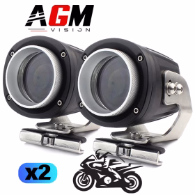 Image de PACK 2 PHARES MOTO TECHNOLOGIE LASER ROND HYPER SPOT 25W