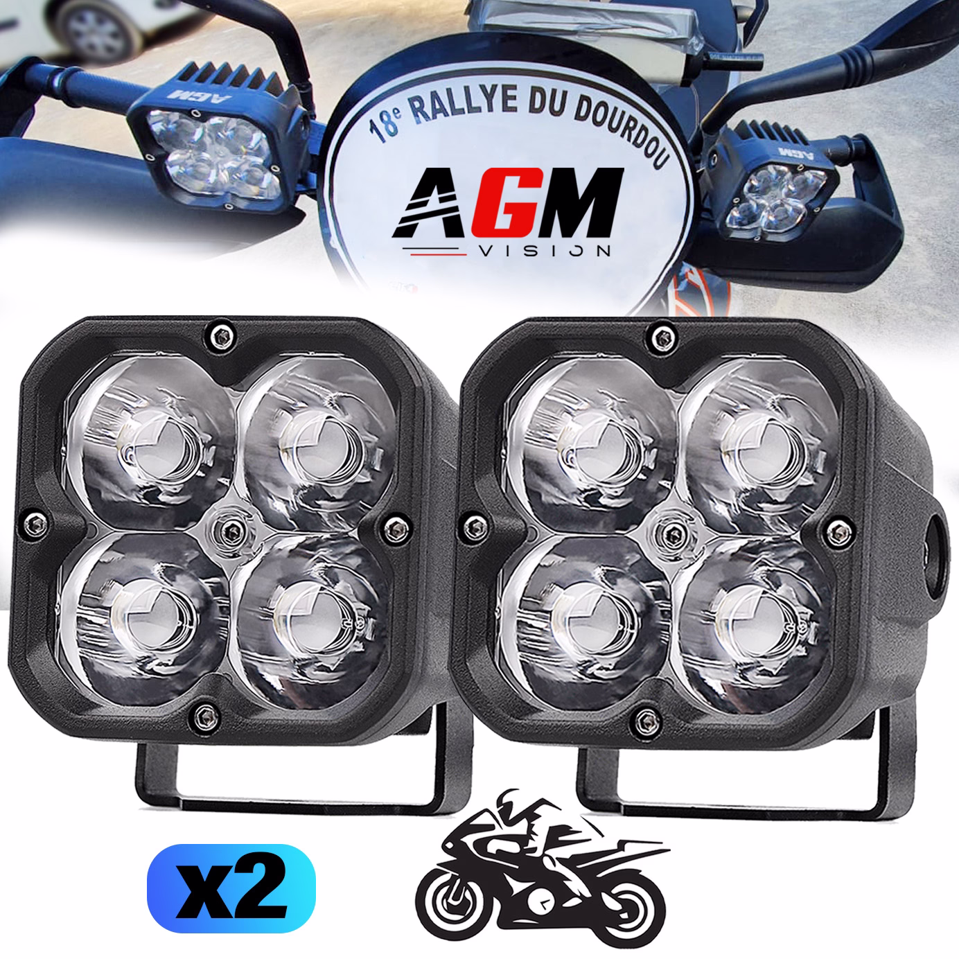 Bild von KIT 2 MOTORRADSCHEINWERFER FERNLICHT LED QUADRA TECH 40W Bild von KIT 2 MOTORRADSCHEINWERFER FERNLICHT LED QUADRA TECH 40W