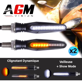 Image de Kit 2 clignotants LED moto blanc/orange