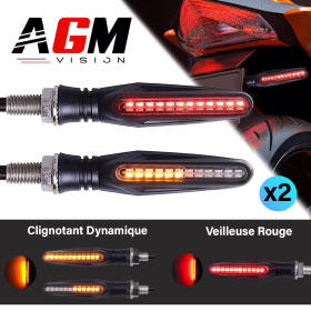 Image de Kit 2 clignotants LED moto rouge/orange