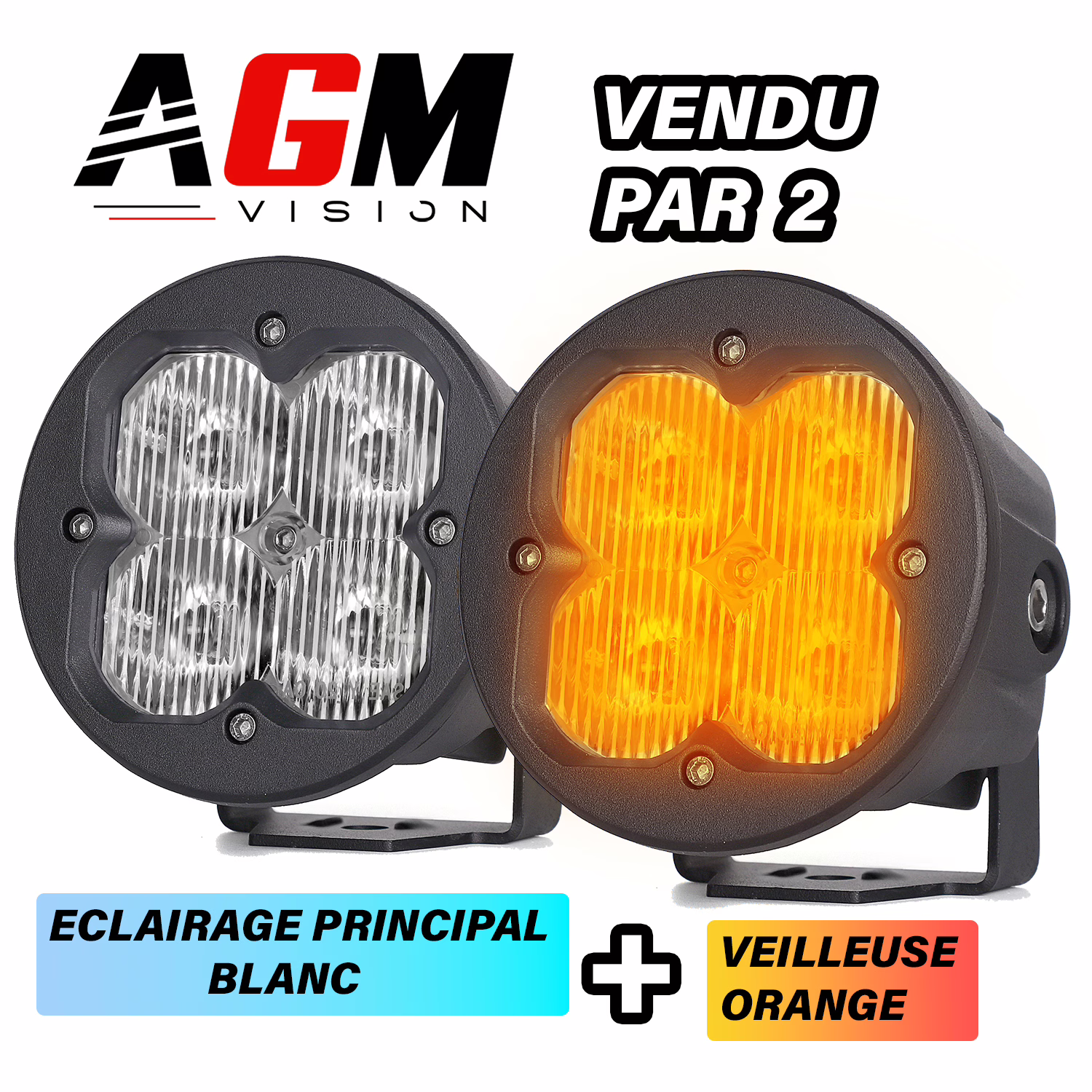 Image de Kit 2 PHARES LED ROND QUADRA TECH DRIVING DUAL COLOR 20W Image de Kit 2 PHARES LED ROND QUADRA TECH DRIVING DUAL COLOR 20W
