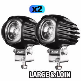Immagine di KIT 2 FARI LED MOTO TONDI RACING CON LUCI DIURNE
