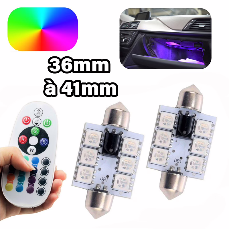 Immagine di Navetta LED MULTICOLORE (RGB) C3W, C5W, C7W, C10W da 36 a 42mm Immagine di Navetta LED MULTICOLORE (RGB) C3W, C5W, C7W, C10W da 36 a 42mm