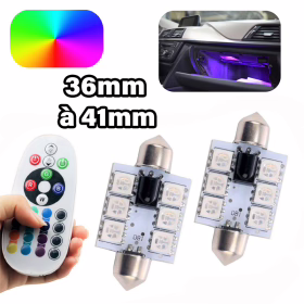 Imagem de Navette LED MULTICOLOR (RGB) C3W, C5W, C7W, C10W de 36 a 42mm