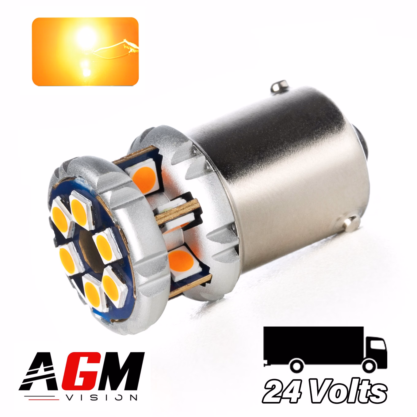 Image de Ampoule LED R5W-R10W Mini Ultra Power Orange 24 Volts Camion Image de Ampoule LED R5W-R10W Mini Ultra Power Orange 24 Volts Camion
