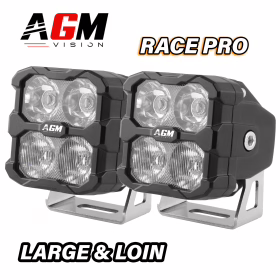 Bild von Kit 2 LED Motorrad Scheinwerfer Quadratisch Race Pro 120W + Orange Standlicht